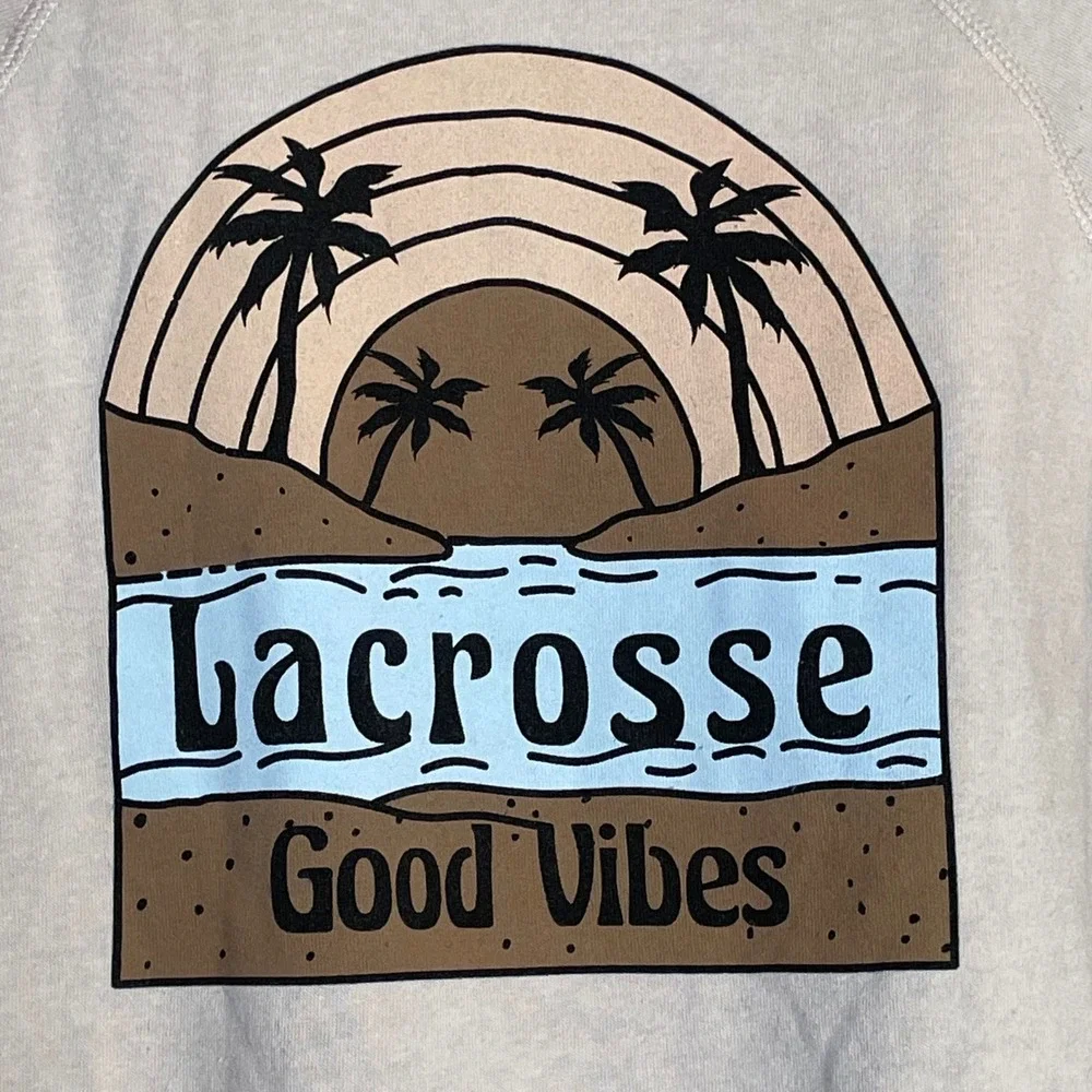 Independent Trading Co Lacrosse Good‎ Vibes Graphic Sweatshirt Sand Tan Large